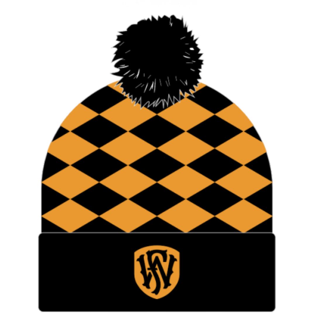 Black & Gold Diamond Knit Beanie