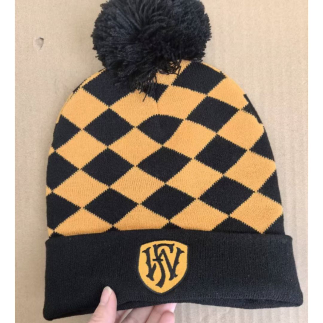 Black & Gold Diamond Knit Beanie