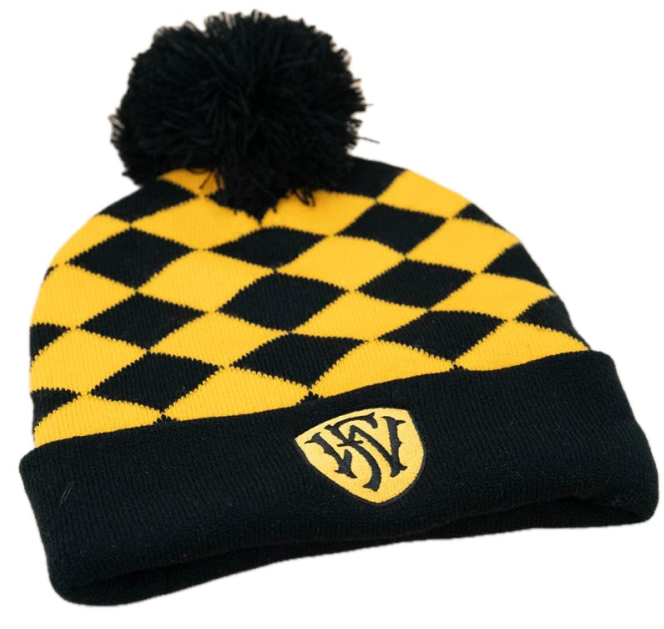 Black & Autumn Gold Diamond Knit Beanie