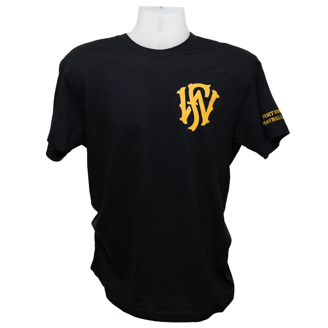 fc fan gear Black Monogram Tee (Adult) – Fort Wayne Football Club Fan Shop