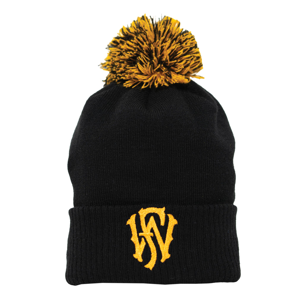 Black & Gold Pom Beanie